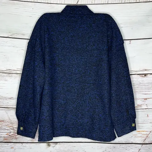 NorthStyle NWT Size L Blue & Black Tweed Button Down Shacket
