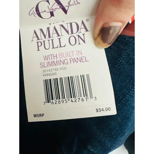 Gloria Vanderbilt Women’s Amanda Pull On Slimming Dark Wash Blue Jeans 18 Short