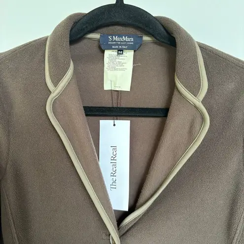 Max Mara 'S Chocolate Brown Fleece Button Down Quiet Luxury Blazer Jacket Medium
