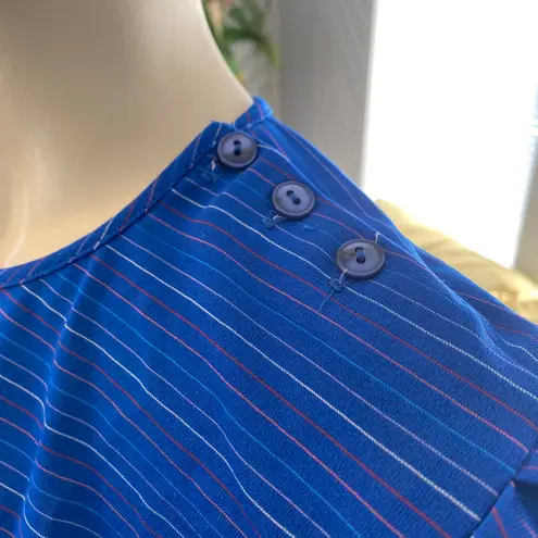 Vintage 90s NOS Sheer Pinstriped Secretary Day Dress S/M Blue Size M