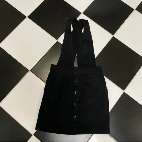 Maje Ritana Pinafore Jumper Skirt Skirtalls Strap-Detail Black Denim Overalls M