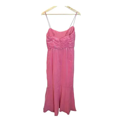 Hutch Anthropologie Tylia Maxi Dress Size 0 Barbie Pink Ruched Bodice Sequined