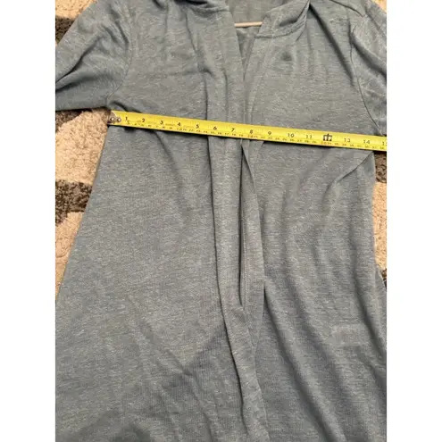 Tahari Womans Hooded Cardigan Sweater Small 100% Linen Long Line Open Front - Image 7