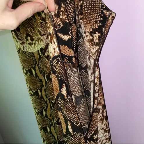 River Island Size 12 Snake Print Maxi Dress Brown Double V Ruffle Sundress