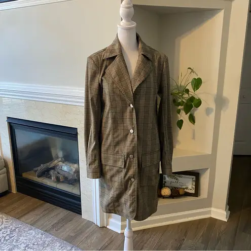 Pilcro Anthropologie Brown Plaid Blazer Size S Career Office Academia Style
