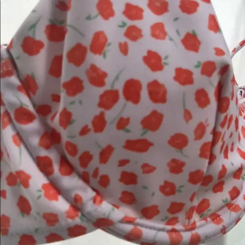 ⬇️ 2/$25 Marked Listings Floral Underwire Balconette Bikini Top Bathing Suit Orange