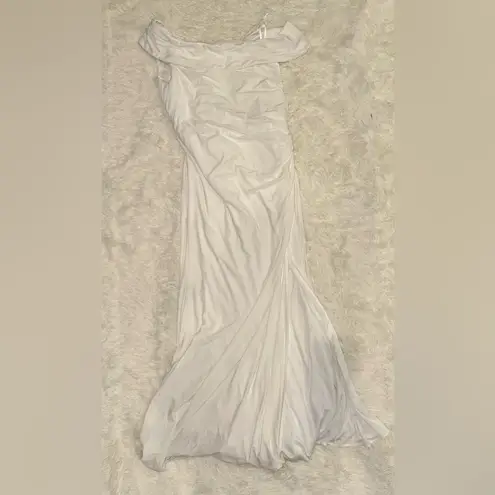 Mac Duggal NEW Ieena For Ivory Ruched ONE SHOULDER Trumpet EVENING Dress GOWN 4