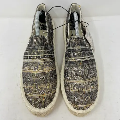 NEW Mukluks Birte Espadrille Flats Sequins Womens Size 7 Gray