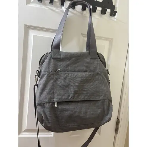 Kipling Rare GRAY Nylon BIG Pocket FRONT Large Weekend Travel Tote Bag
