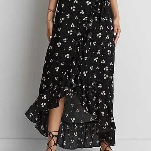 American Eagle AE Black Floral Mix & Match 2 Piece Maxi Skirt + Strapless Tube Top