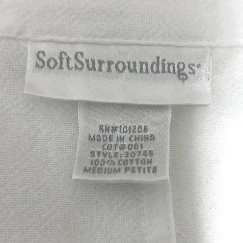 Soft Surroundings Cardigan Top MP Floral Embroidered Button Tie Front Cottage