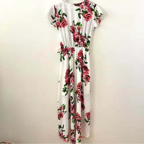 Scobe High Low Flowy Floral Faux Wrap Dress M