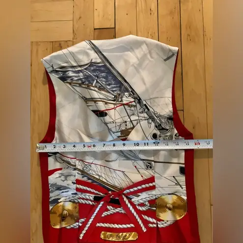 Wathne Vintage Nautical Sailing Menswear Fitted Vest Red Size XS