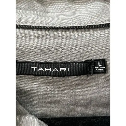 Tahari Women’s Grey Shacket Jacket Size Large Button Front Casual Outerwear