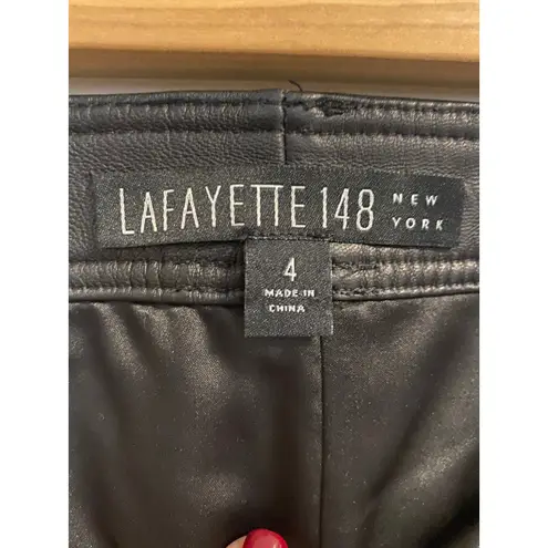 Lafayette 148 New York Manhattan Leather & Stretch Knit Cigarette Pants sz. 4