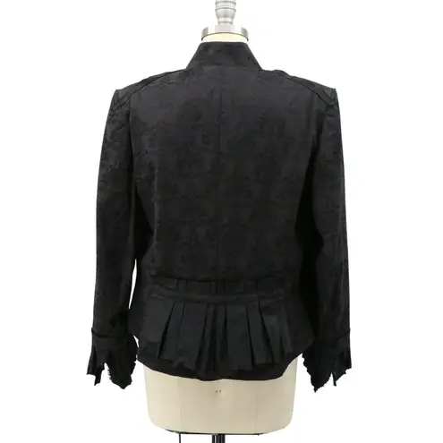 NWT Craig Signer Lined Floral Damask Raw Edge Taffeta Trim Evening Jacket Black Size L