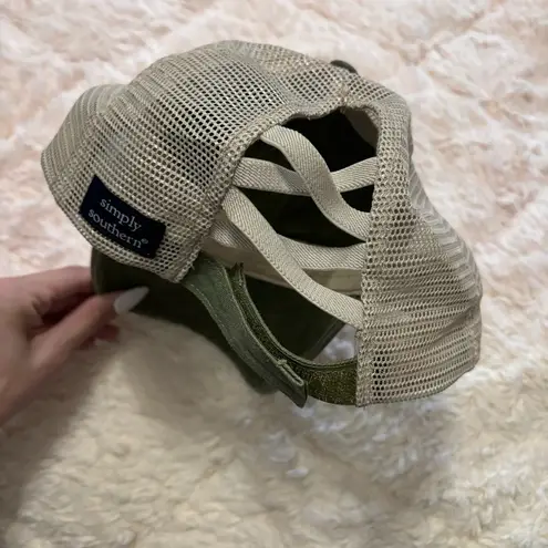 Simply Southern  | green distressed boy mom ponytail trucker hat