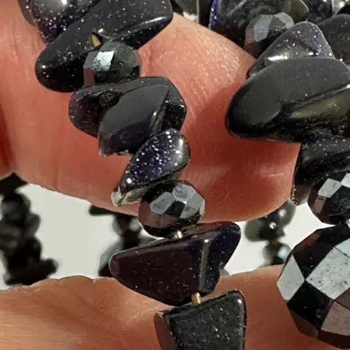 Elegant Black Blue Purple Sparkle Beaded Wrap Bracelet