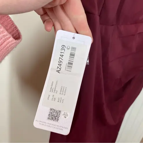 Azazie Galicia Burgundy Cabernet Mermaid Maxi Dress with Halter Neck sz A12 NWT