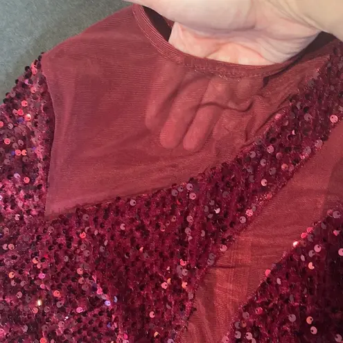 Women’s Burgundy Wide Leg Jumpsuit with Sequins Size 2XL NWOT Red