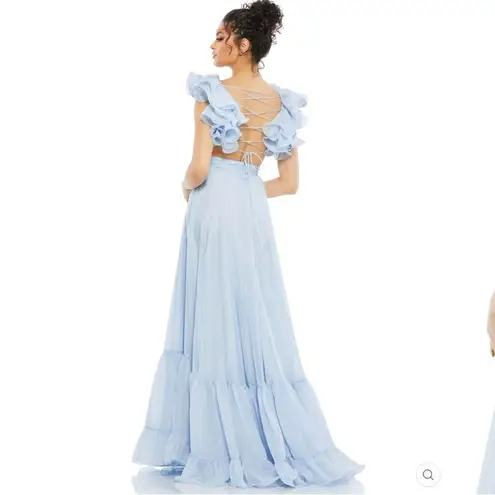 Mac Duggal 67911 Womens Ruffled Tiered Cut Out Chiffon Gown Dress