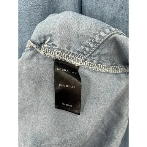 Stella Carakasi XL Women's Tunic Top Denim Chambray Button Up Down Womens Luxury Blue - Image 6