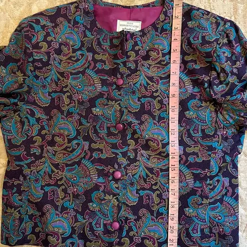 Pendleton Vintage Miss Sophisticates Paisley Button Blazer Purple Teal Wool