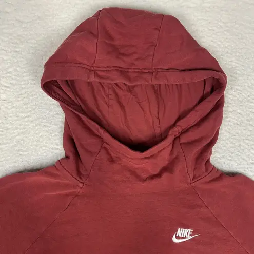 Nike  Sportswear Essential Womens M Funnel Neck Pullover Hoodie Cedar Red White