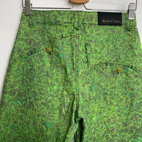 House of Sunny London Fields Jessie Straight Leg Grass Print Jeans Womens US4 Green Size 4