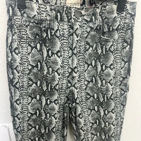 Alice + Olivia  Jeans Good High Rise Skinny Jeans Snake Print Black White size 27