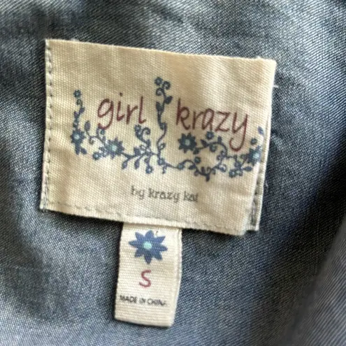 Girl Krazy Long Cotton Denim Button Down sz S