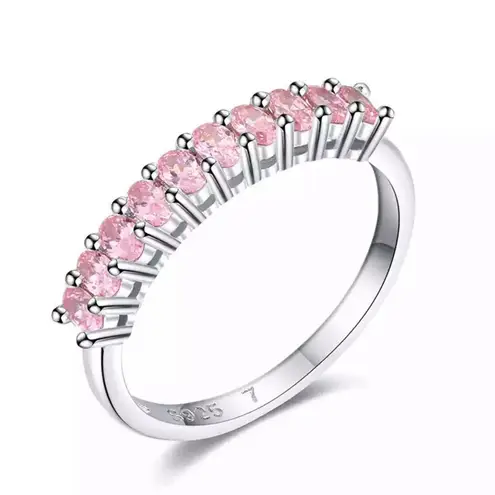Sterling Silver SIZE 6 925 Stackable Round Dazzling Pink Cubic Zirconia Ring