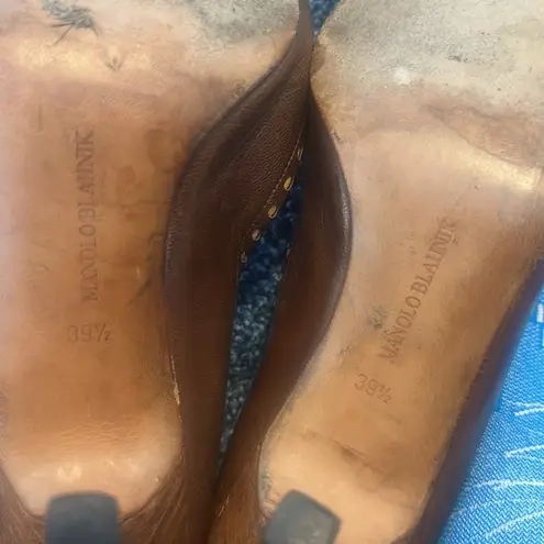 Manolo Blahnik 39.5 Brown tan Leather Women's Shoes heels pumps