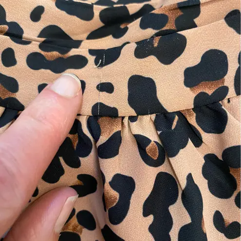 NWT Jade Neutral Brown and Black Leopard Print Gathered Neck Halter Top, size XS