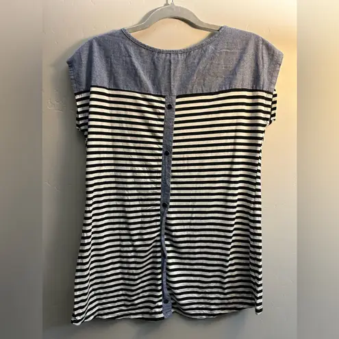 Adele & May Casual Striped Top – Women’s Small (Denim + Black & White) White Size undefined