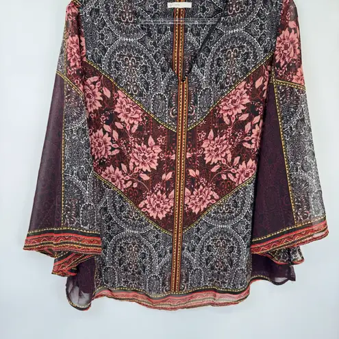 Vintage Y2K C est 1946 Boho Flowy Top Womens 2X Purple Pink Boho Romantic Fairy