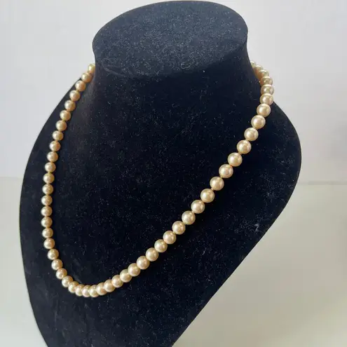 Trifari Vintage Crown Faux Pearl Necklace 22" Goldtone Hiddden Clasp Old Money