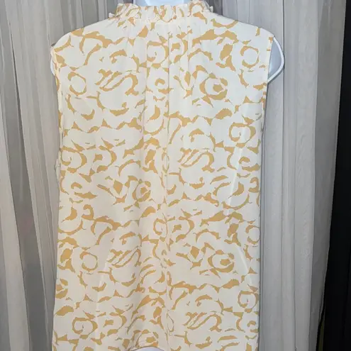 Kori Cream and Gold Ruffled Blouse with V-Neck