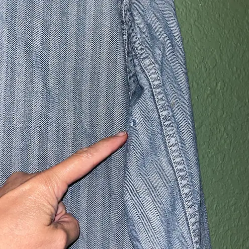 Vintage Denim coveralls vintage striped denim overalls, herringbone denim chore Blue Size XL