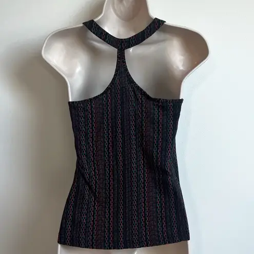 Sparkle & Fade scoop neck racerback color stripe tank top black orange green