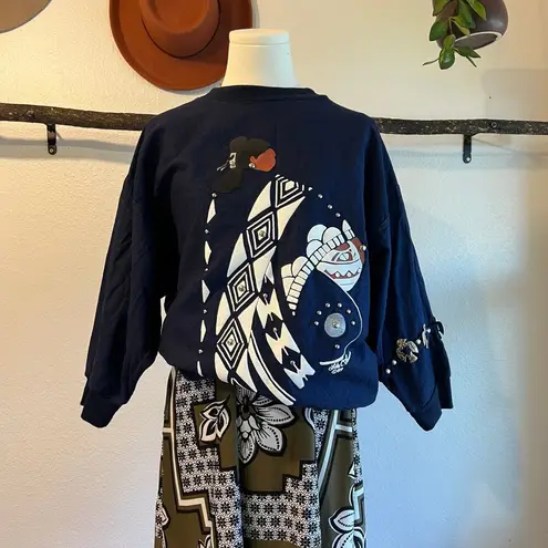 Vintage Lida 1989 AZ USA Blue Cotton Embellished Concho Top Size Medium - Image 15