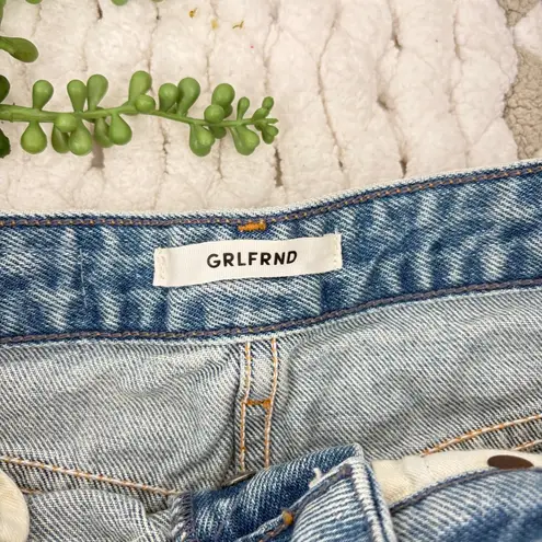 GRLFRND "The Eva" denim flare A line mini skirt light blue Size 26