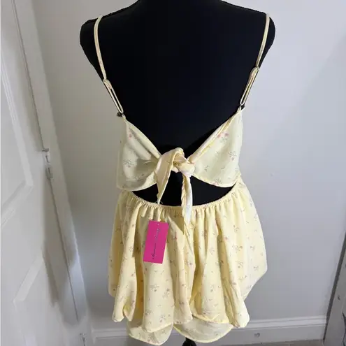Streetwear Society Yellow and Pink Romper with Spaghetti Straps