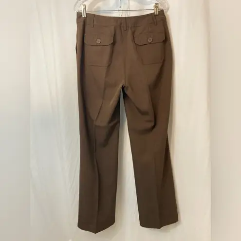 Emma James Brown Bootcut Mid Rise Waist Pressed Leg Trousers Slacks Pants