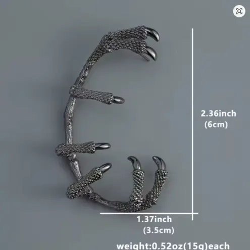 Gothic Dragon Claw Ear Cuff Wrap Earrings Punk Retro Jewelry Silver