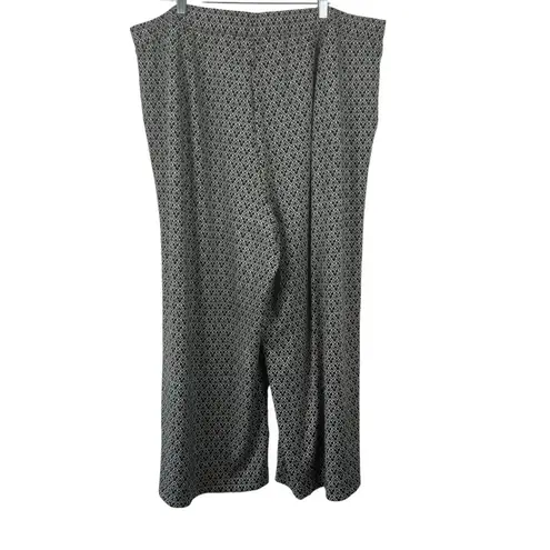 Eloquii B&W Knit Design Wide Leg Pull On Crop Pants Career Pockets Plus Size 22