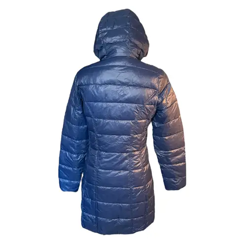 Adventure Blue Ultra Light Down Long Hooded Jacket Size X