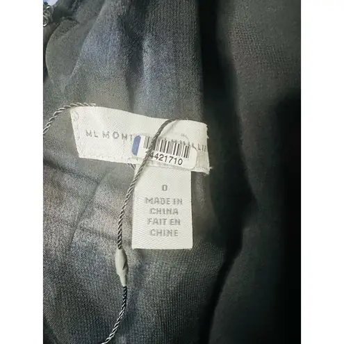 ML MONIQUE LHUILLIER Melanie Black Floral Print Chiffon A