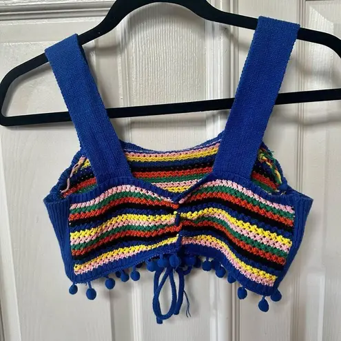 Blue rainbow crochet crop top