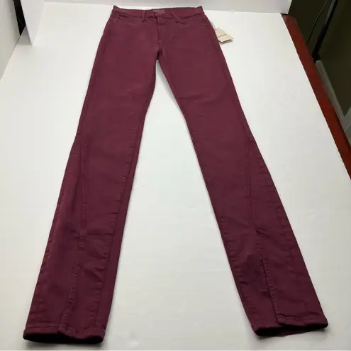 MOTHER Denim Mother The Rascal Sliced Up Heel Burgundy Play Date Denim Jean Women Size 26 NEW